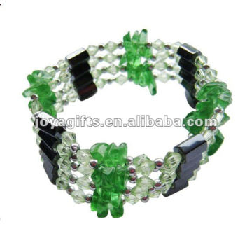 Pulseras magnéticas del abrigo de la viruta de cristal verde y collar 36 &quot;